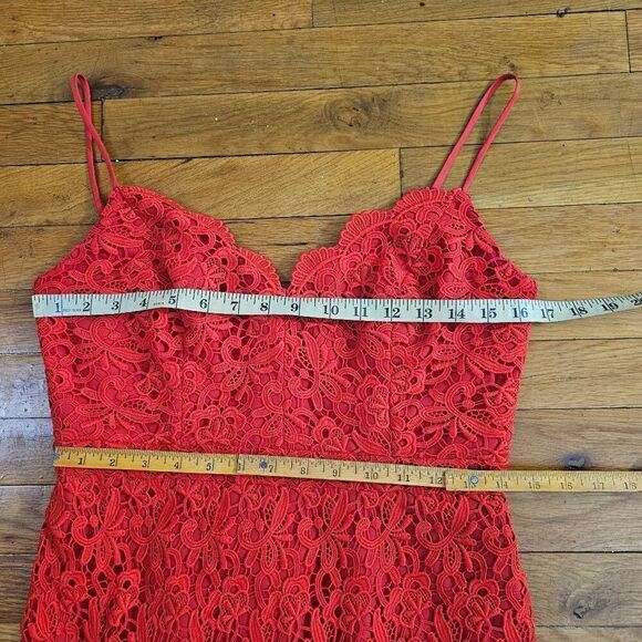 J Crew Guipure Lace Sheath Dress Red Spaghetti Strap 4 - Picture 8 of 10
